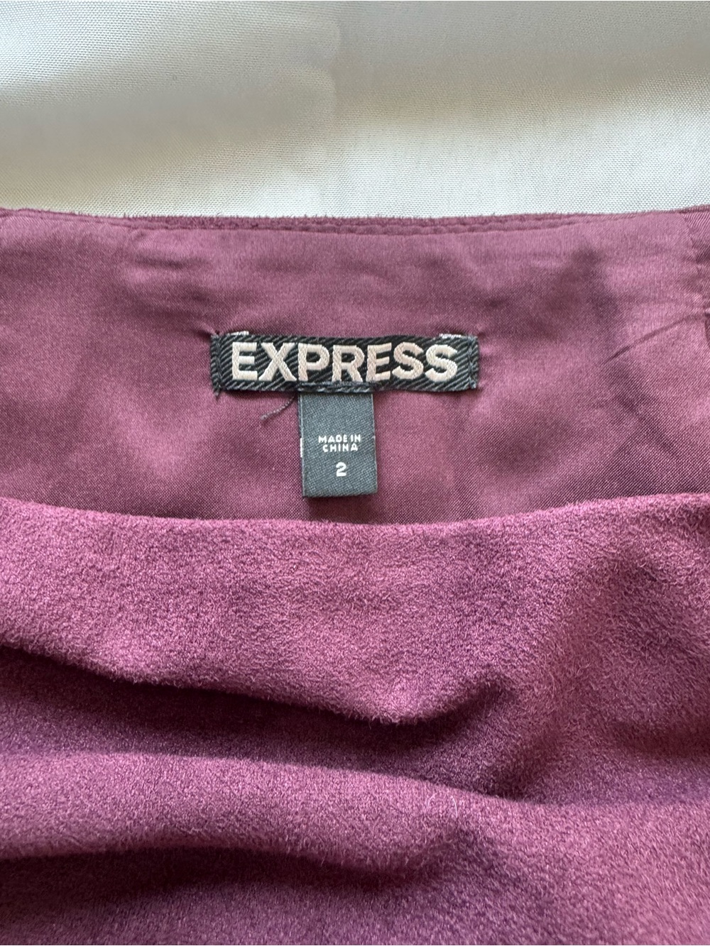 Express Burgundy Asymmetrical Fringe Skirt - Picture 5 of 10